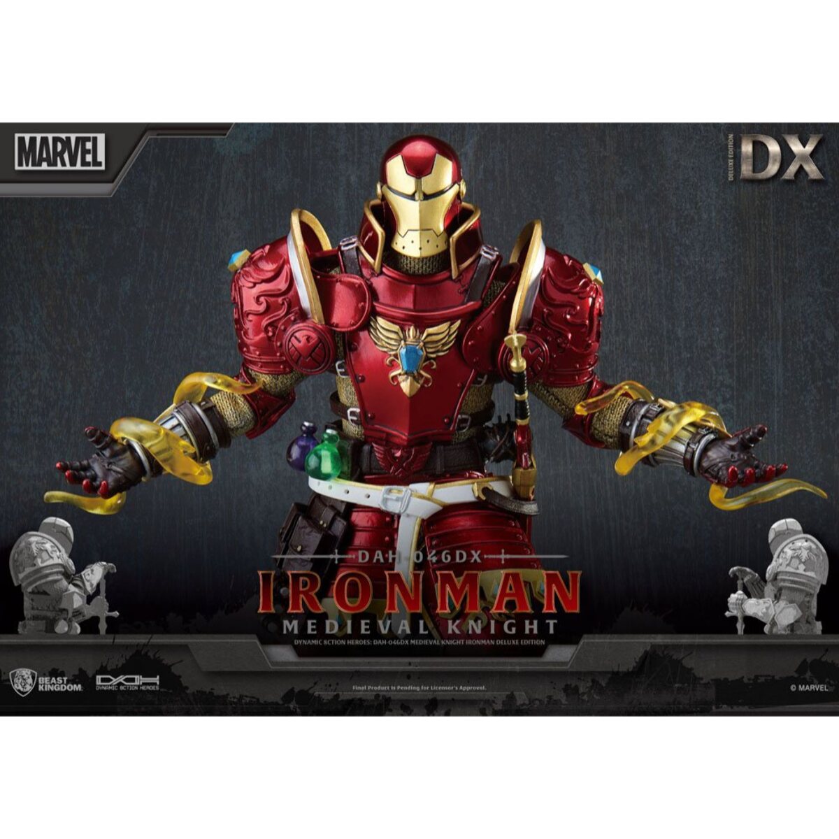 Marvel Action Figure Deluxe Iron Man Cavaliere Medievale 20 Cm 1/9 Beast Kingdom Toys