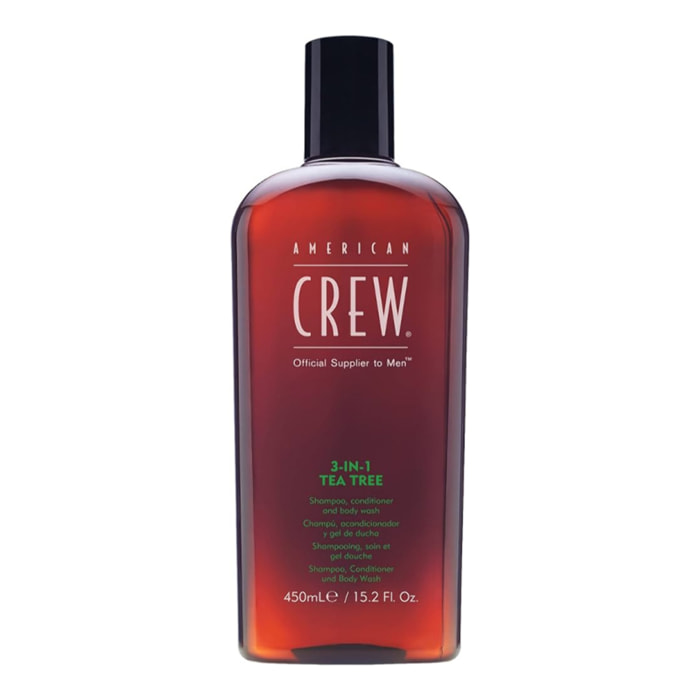AMERICAN CREW 3 In 1 TEA TREE Shampoo - Conditioner - Body Wash 450ml