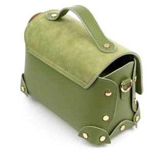 Barrali Bolso bandolera Mujer. Piel auténtica Gamuza y Ruga.