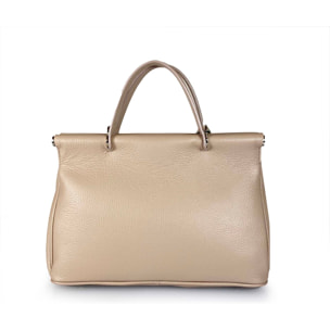 Borsa Donna in vera pelle Made in Italy colore Beige dimensioni cm 30 X 21 X 12