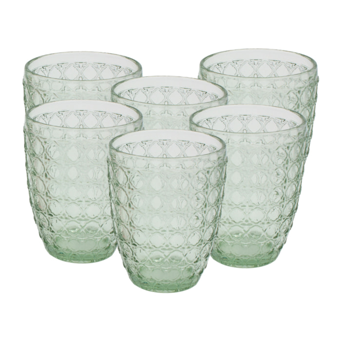 Lot de 6 verres vert, HANAE