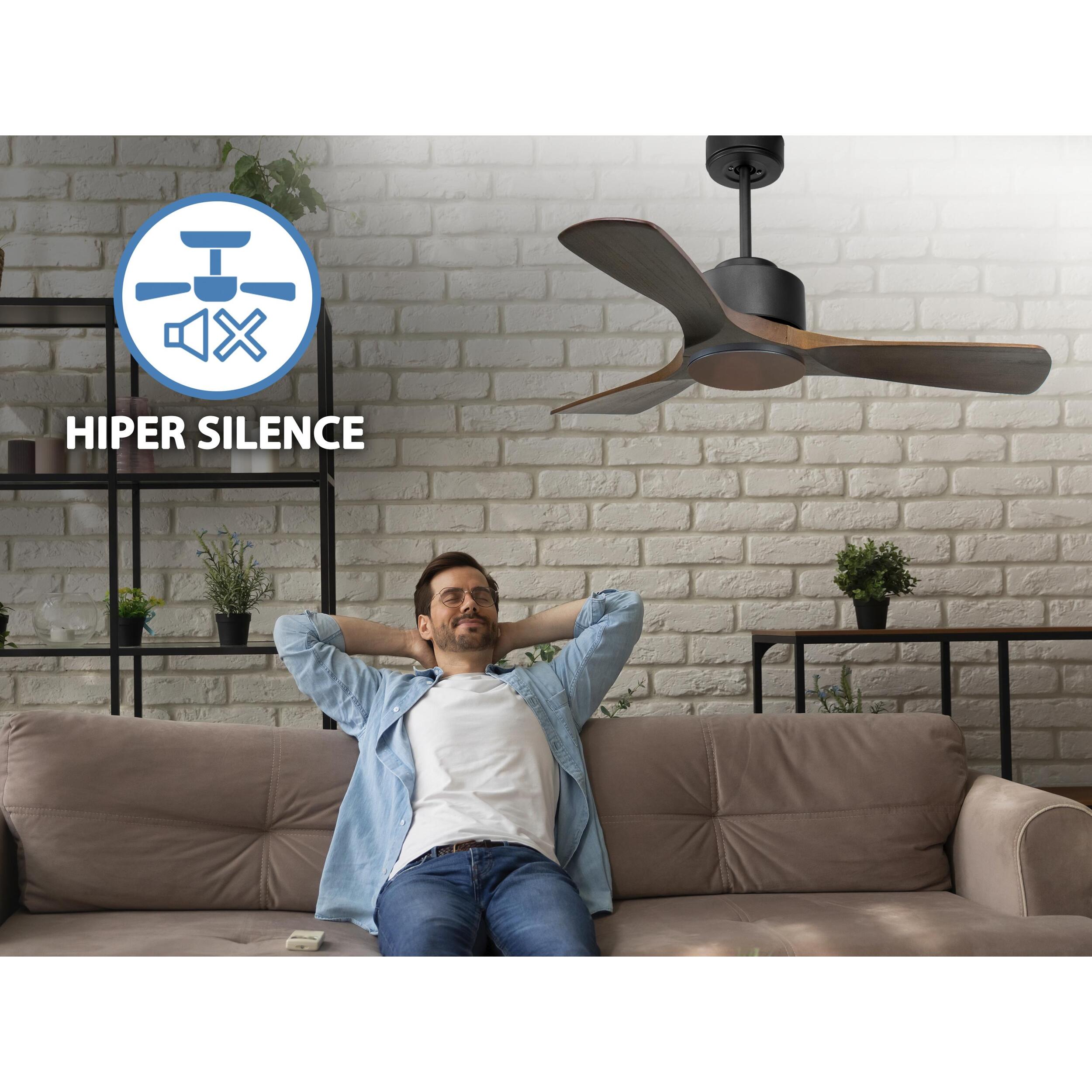 Ventilateur de plafond ø106 cm avec Wifi Réversible Hypersilence 40   W Noir