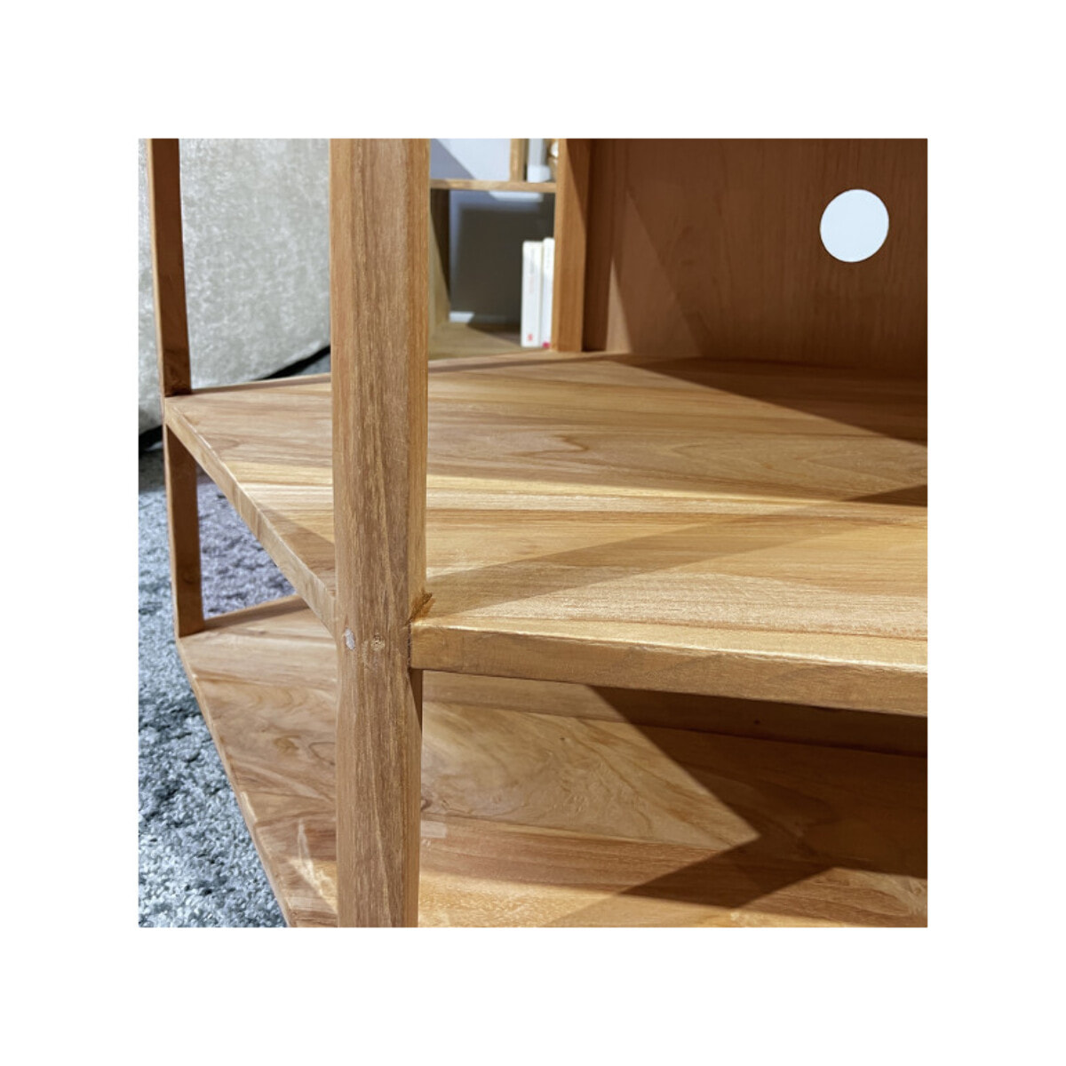 Meuble TV d'angle hexagonal L. 110 cm en bois de teck massif - ROMA