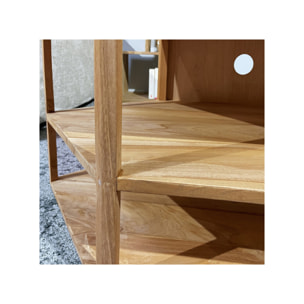 Meuble TV d'angle hexagonal L. 110 cm en bois de teck massif - ROMA