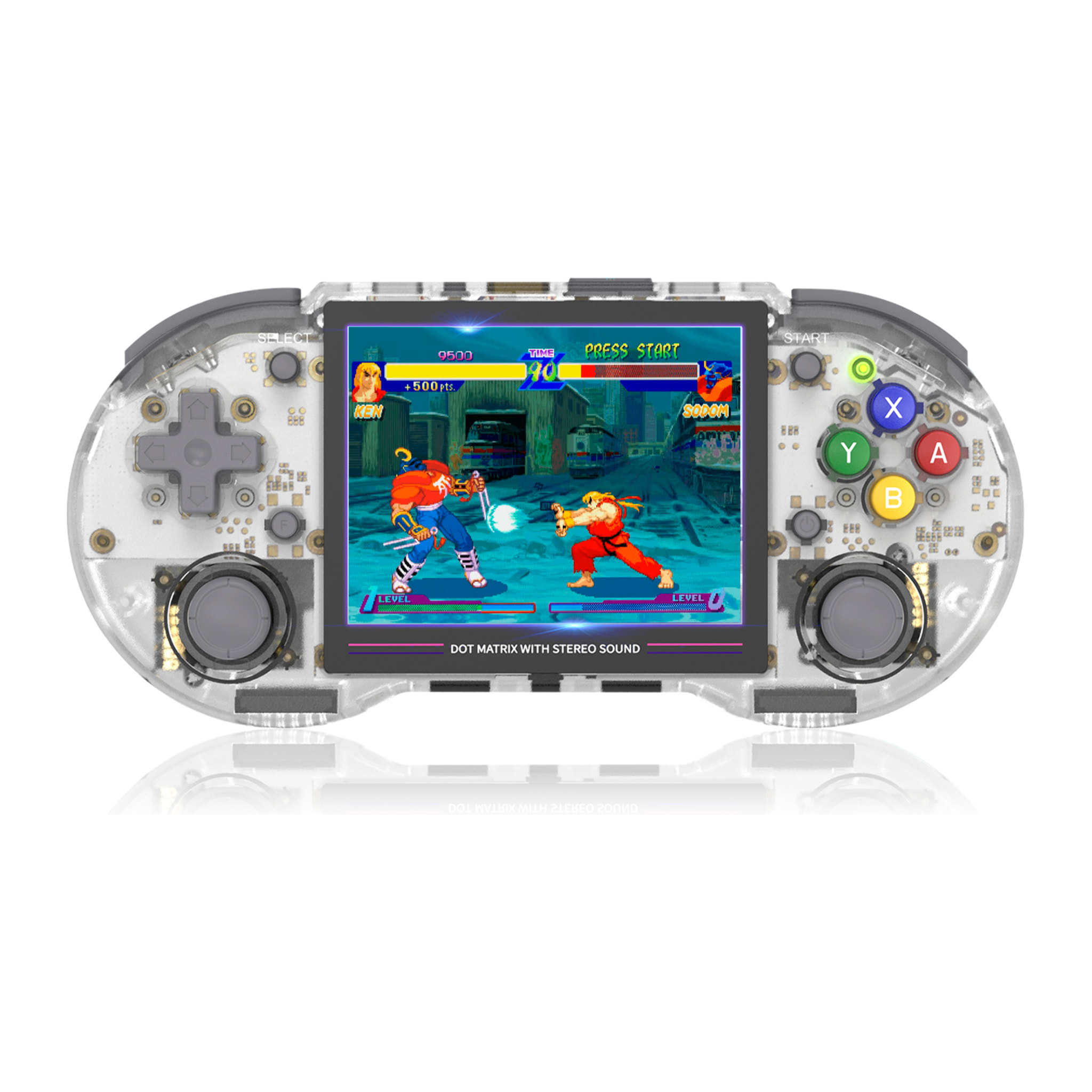 Console emulatore multipiattaforma RG353PS. Schermo IPS da 3,5"; sistema operativo Linux, quad-core da 1,8 GHz, WiFi, 128 GB. +23000 giochi.