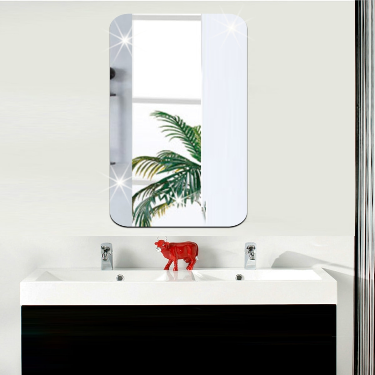 Sticker miroir rectangle bords arrondis 42x27 cm