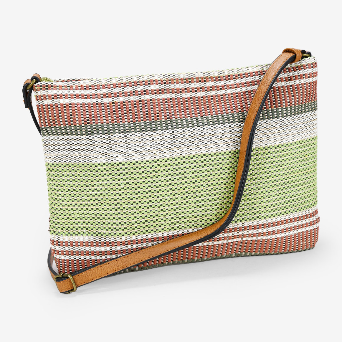 Bolso de rafia verde tipo bandolera