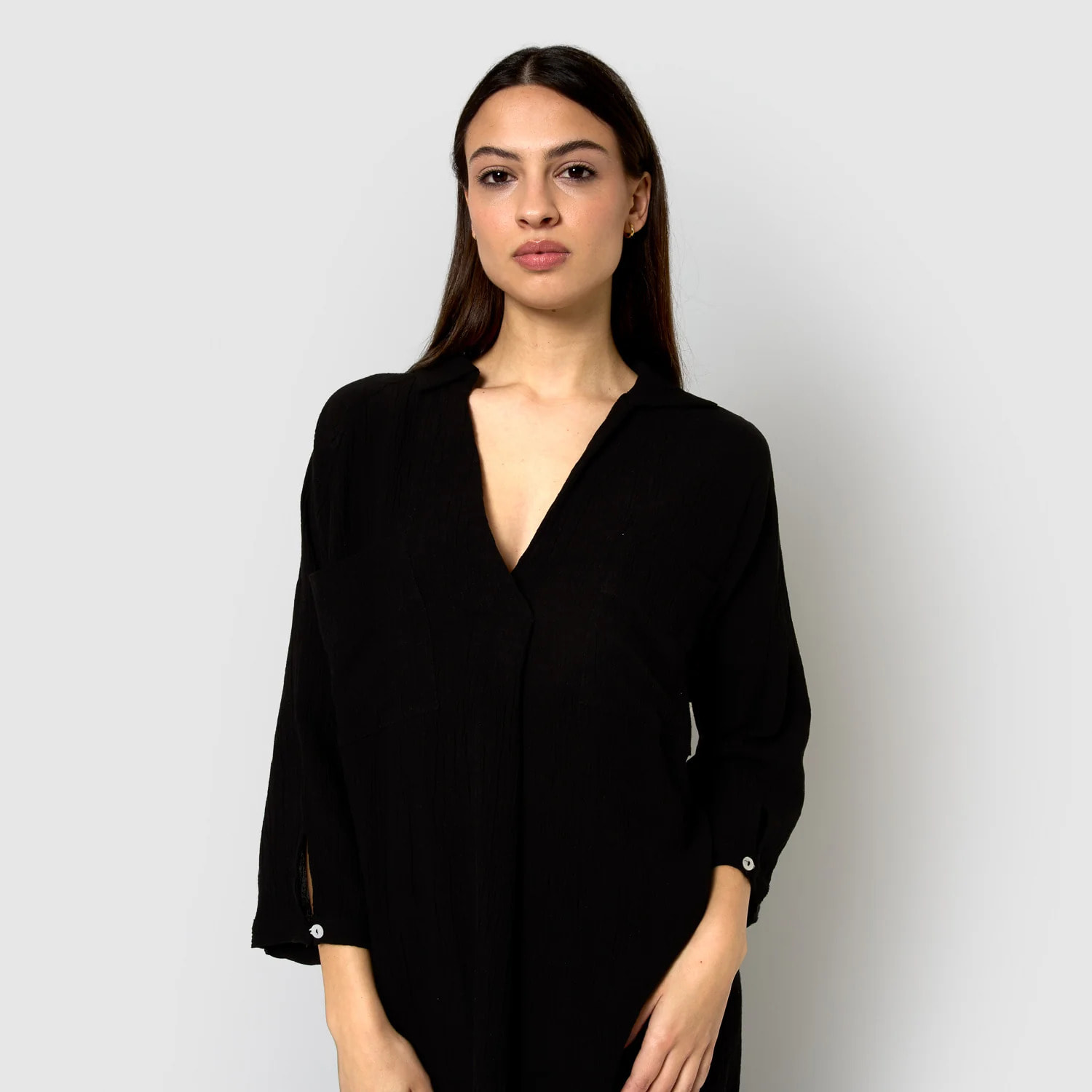 Vestido midi algodón lino negro