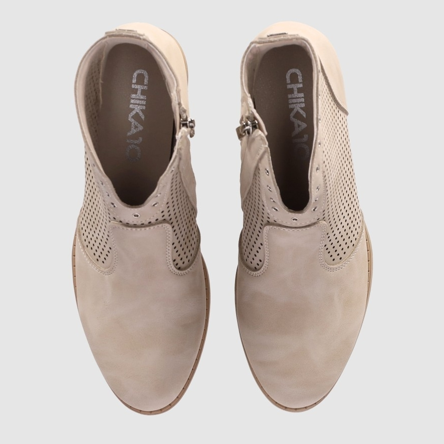 Botines de Piel Sintética - Beig - Tacón: 5 cm