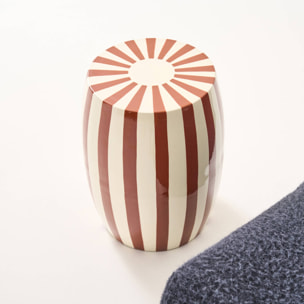 Table d'appoint, bout de canapé, table de chevet acier émaillé, rayures bicolores Ø35 x H 46cm MIZZY