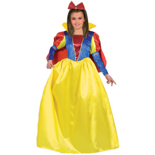 Abito Costume Carnevale Biancaneve Giallo Rosso Blu Bambina