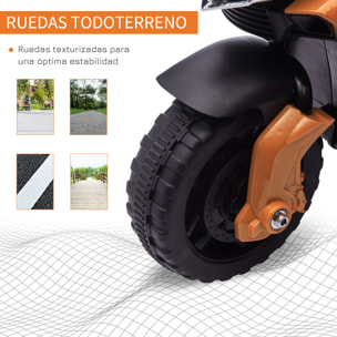 MotoEléctricaparaNiñosde18-48Meses6VconFarosBocina2RuedasdeEquilibrioVelocidad3km/hAvanceyRetrocesoMotocicletadeJugueteCarga25kg88,5x42,5x49cmNaranja