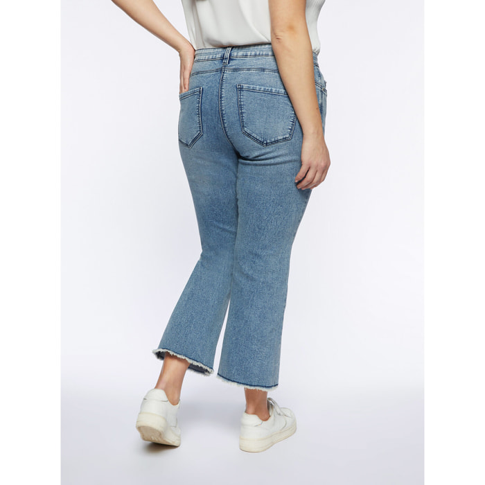 Fiorella Rubino - Jeans kick flare con strappi - Azzurro