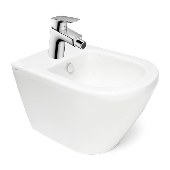 Vitra Integra bidet suspendu + trop-plein, 35,5x54 cm + Hansgrohe Logis 70 Mitigeur bidet (7042-028871204000)