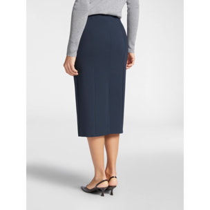 Elena Mirò - Falda recta de punto milano - Azul