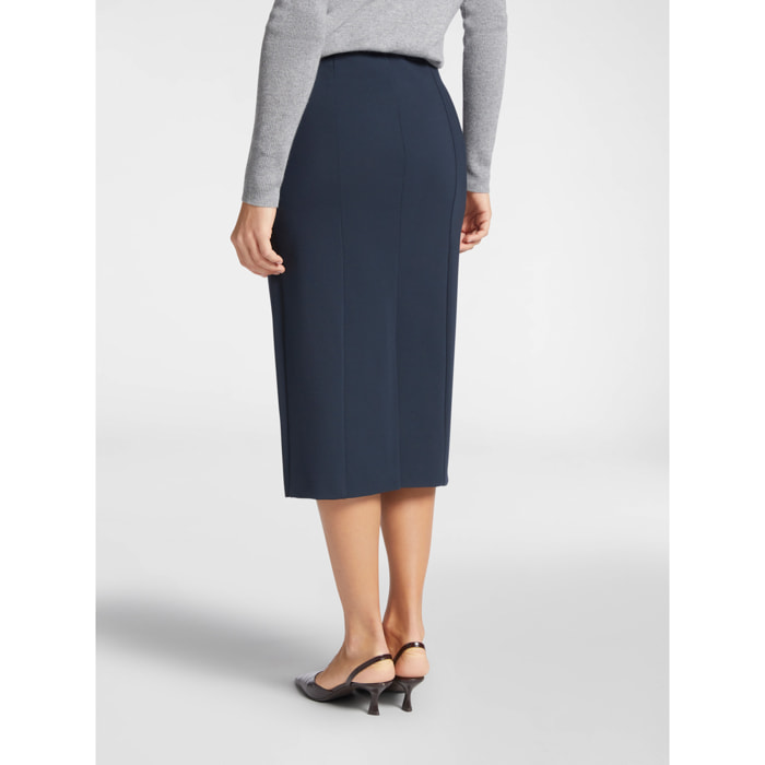 Elena Mirò - Falda recta de punto milano - Azul