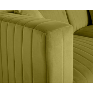 Nova - canapé modulable d'angle réversible - 6 places - avec pouf d'appoint - en velours - Vert Olive