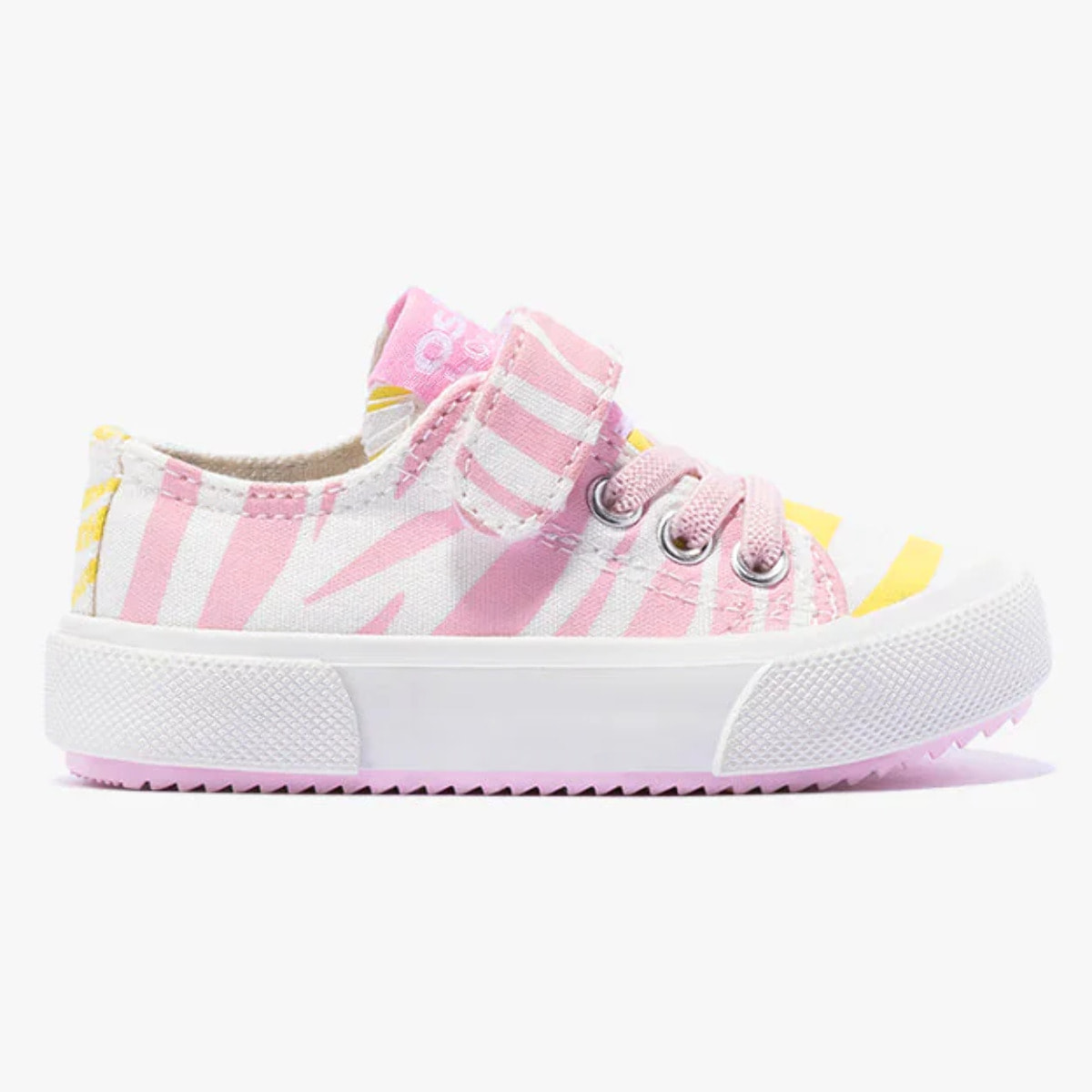 Zapatillas de Bebé con Tira Adherente de Lona en Rosa