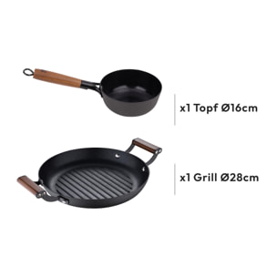 SET CAZO 16 CM y ASADOR REDONDO HIERRO PRENSADO ODIN MP