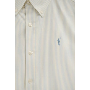 Camisa de rayas azul claro de corte regular, manga larga y bordado Rigby Go