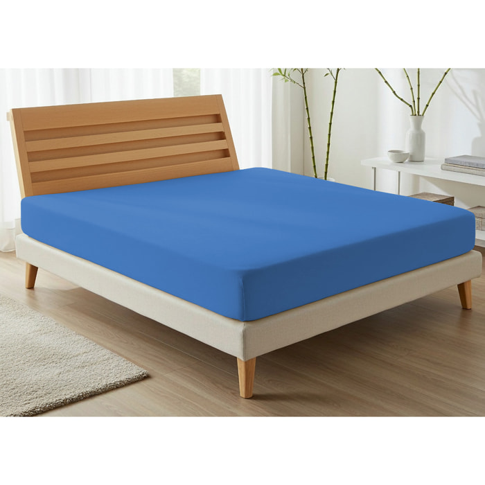 Lenzuolo Sotto Con Angoli No Stiro Tinta Unita Francesca Blu