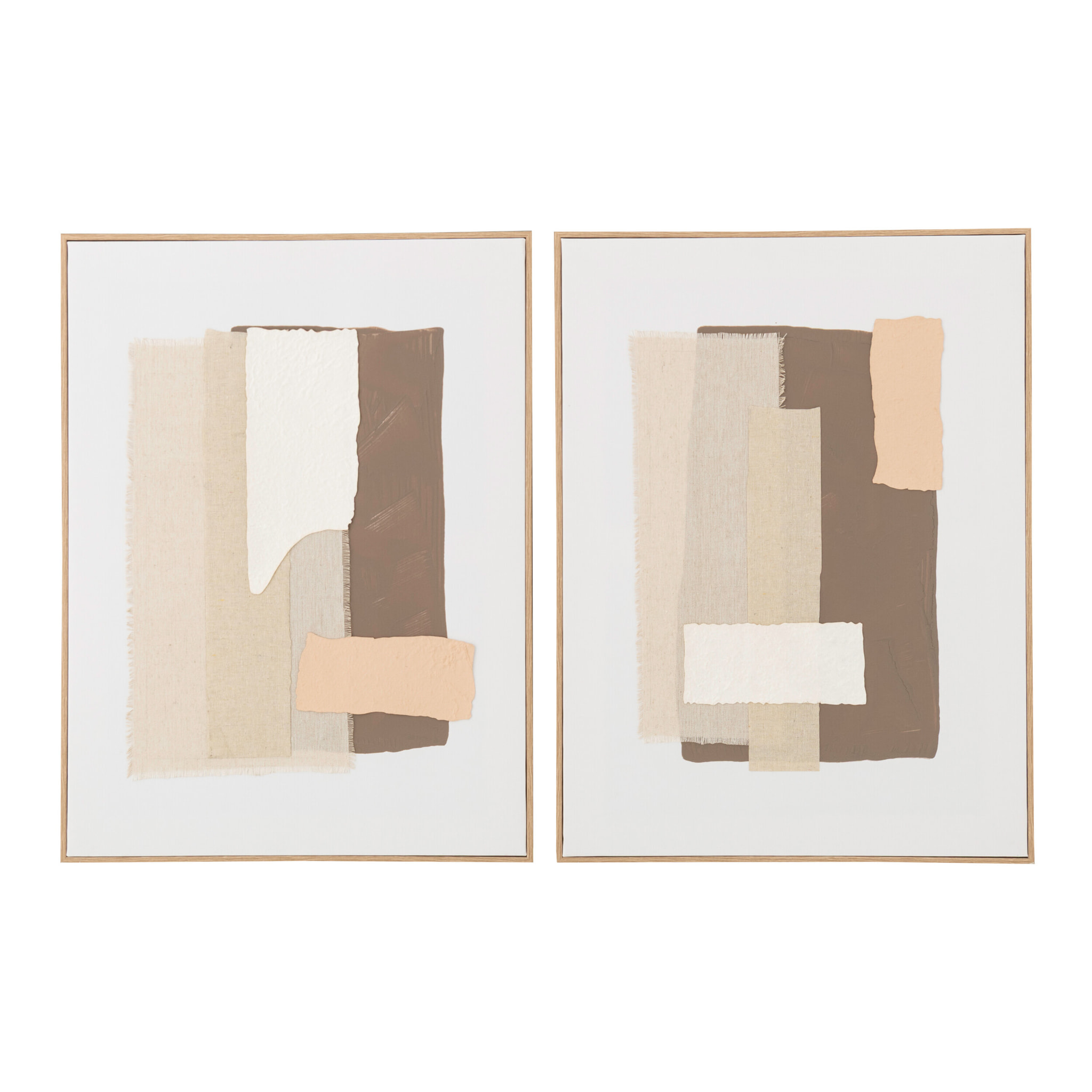 J-Line Tableau Objets 3D - toile - beige/marron foncé - 2 pièces