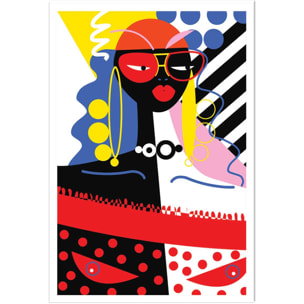 Affiche collage la femme aux lunettes Affiche seule