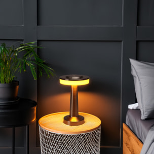 Well home lámpara de mesa de acero plateado con luz blanca cálida y batería recargable ø12x20cm