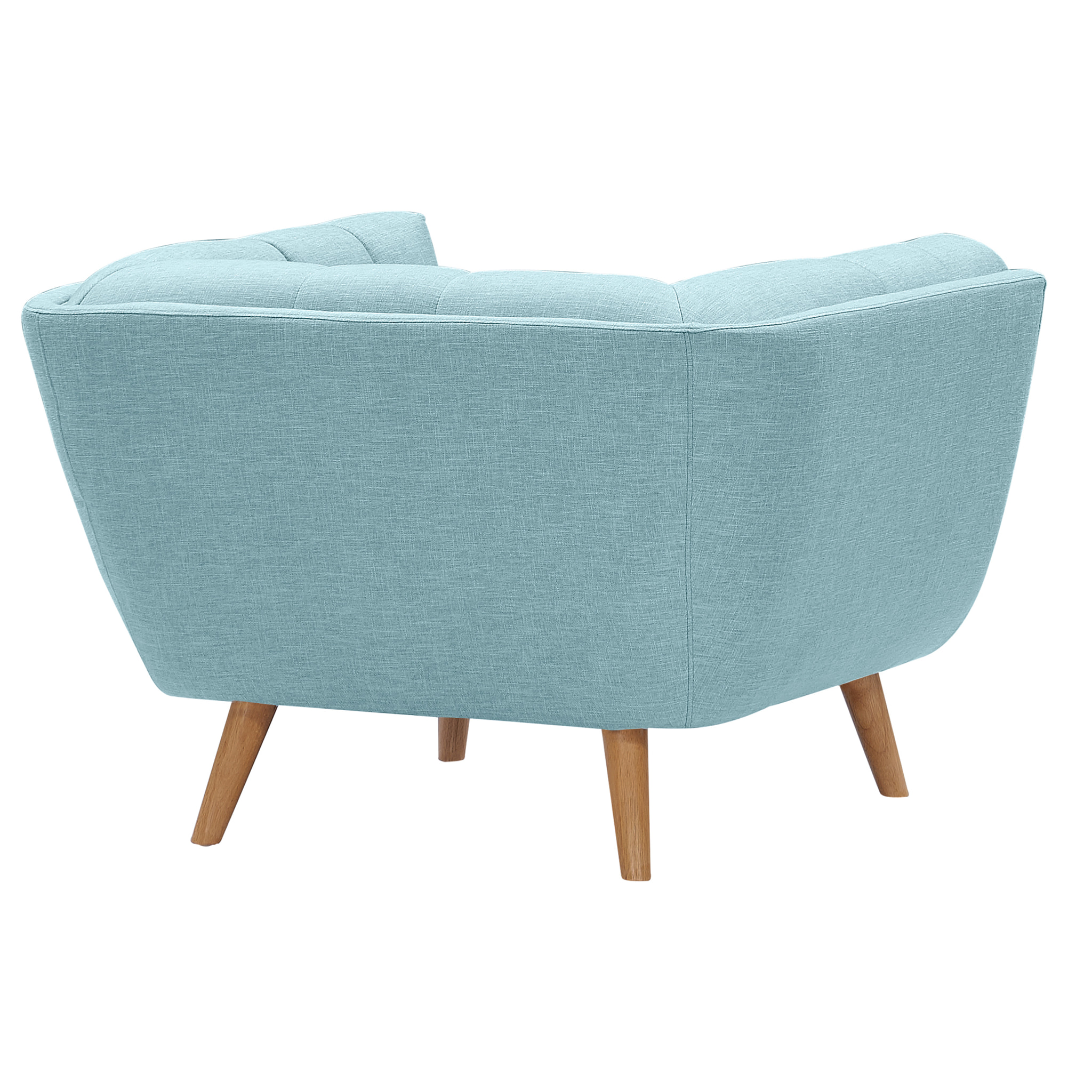 Fauteuil capitonné en tissu bleu clair - Carmen