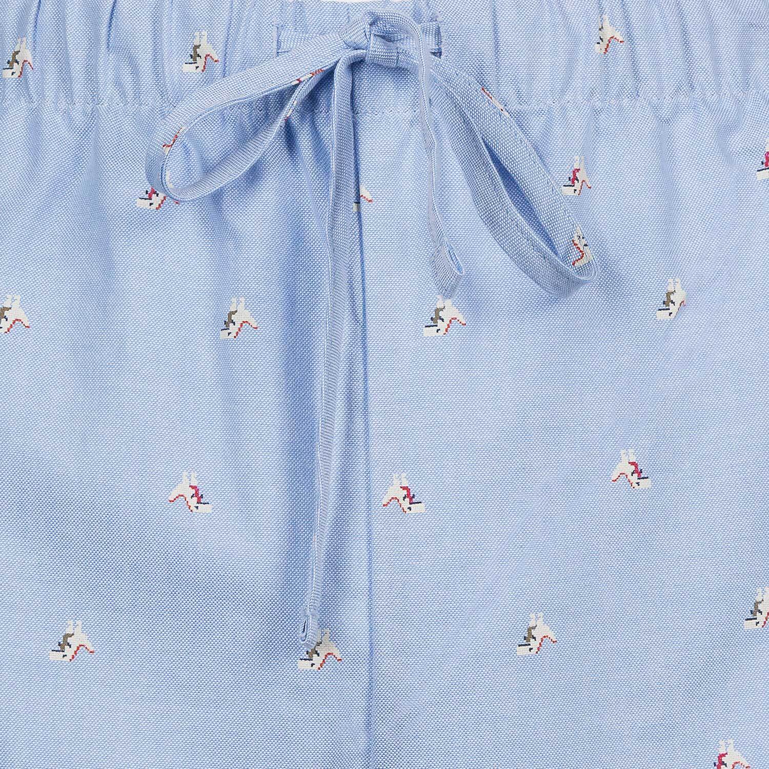 PANTALONCINO ALLEGRINO in cotone celeste microfantasia dinosauri