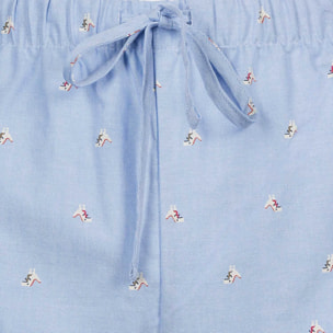 PANTALONCINO ALLEGRINO in cotone celeste microfantasia dinosauri