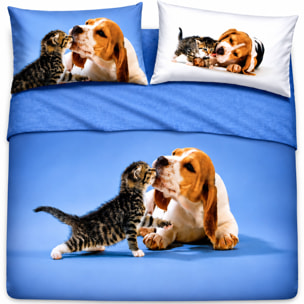 BASSETTI Completo letto in cotone con immagini fotografiche Made in Italy_Matrimoniale_KissMe
