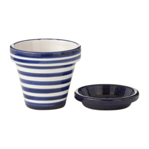J-Line cache-pot Granada Stripes Handmade + Painted - céramique - bleu - extra small - Ø 17 cm