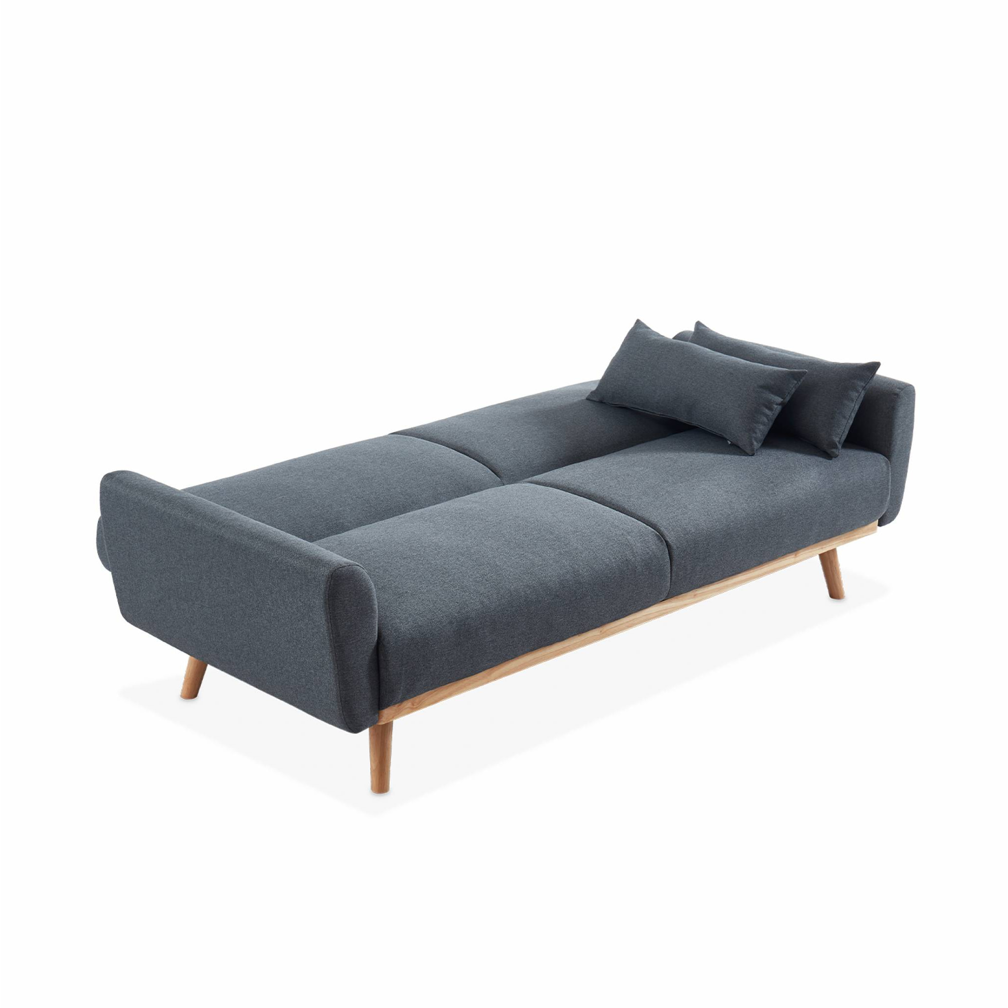 Canapé convertible design en tissu - Oskar - 2 - 3 places scandinave droit avec pieds bois