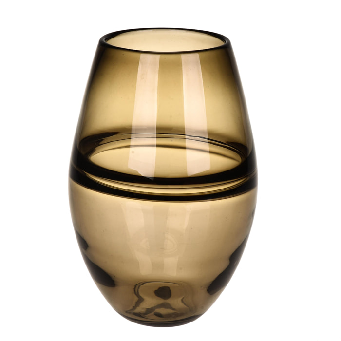 Vaso Decorato Con Linee. Altezza 23 Cm - Pezzi 1 - 17X23X17cm - Colore: Marrone - Bianchi Dino - Decori Casa E Complementi