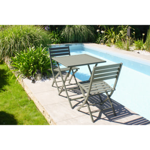 MARIUS - Lot de 2 chaises de jardin en aluminium vert kaki