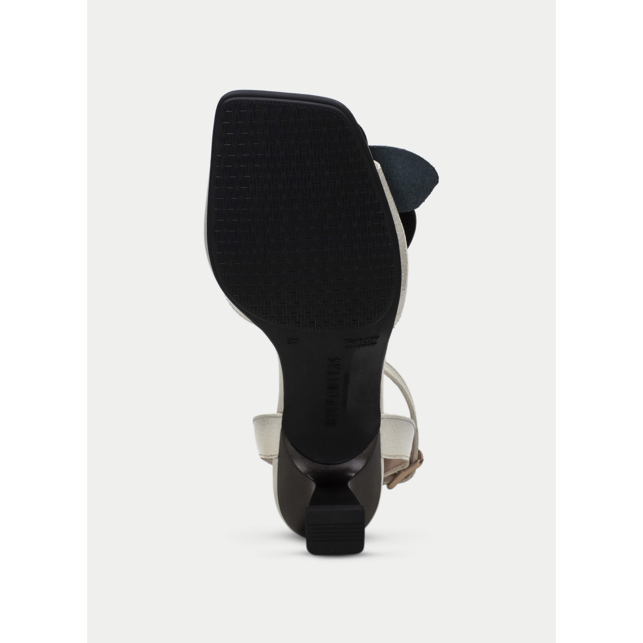 Sandalia Tacon Danielle Crema negro 6 cm