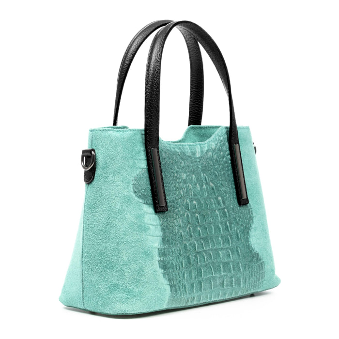 Fiesole bolso tote Mujer. Piel auténtica Gamuza Grabado Cocodrilo.