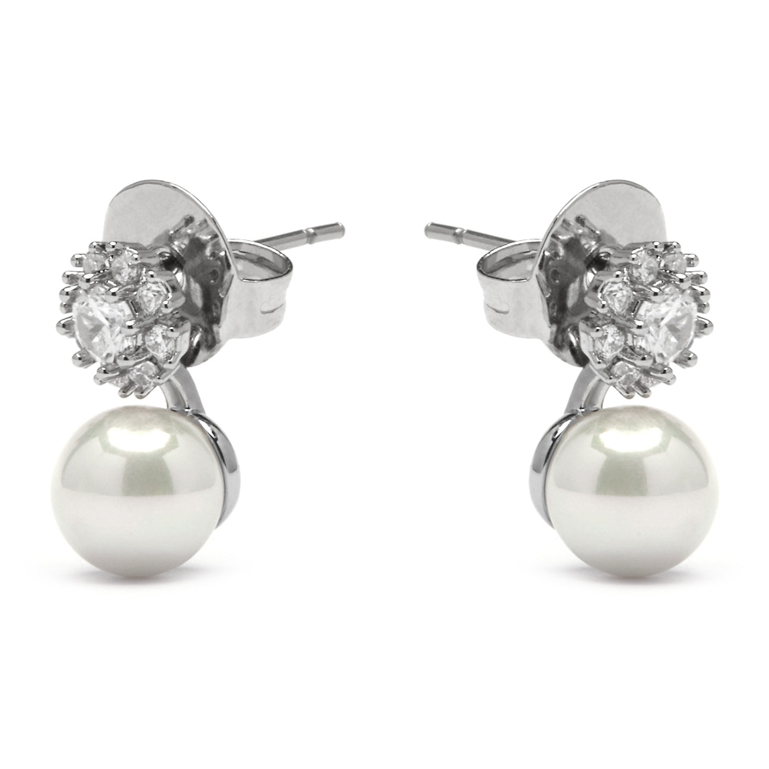 Pendientes acabado plata y Perla Blanca