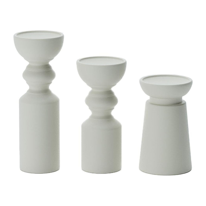 Set de 3 bougeoirs céramique design