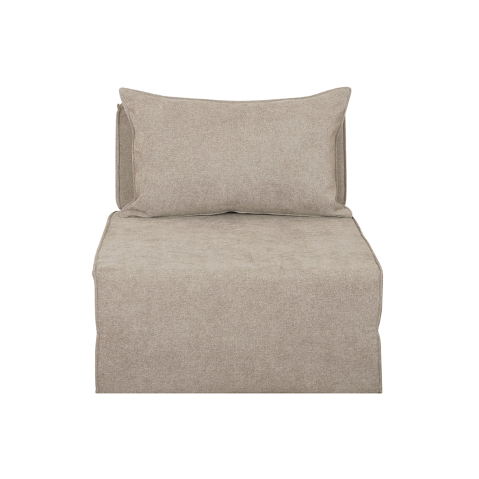 Chauffeuse 1 place convertible en tissu effet velours taupe VICTOR