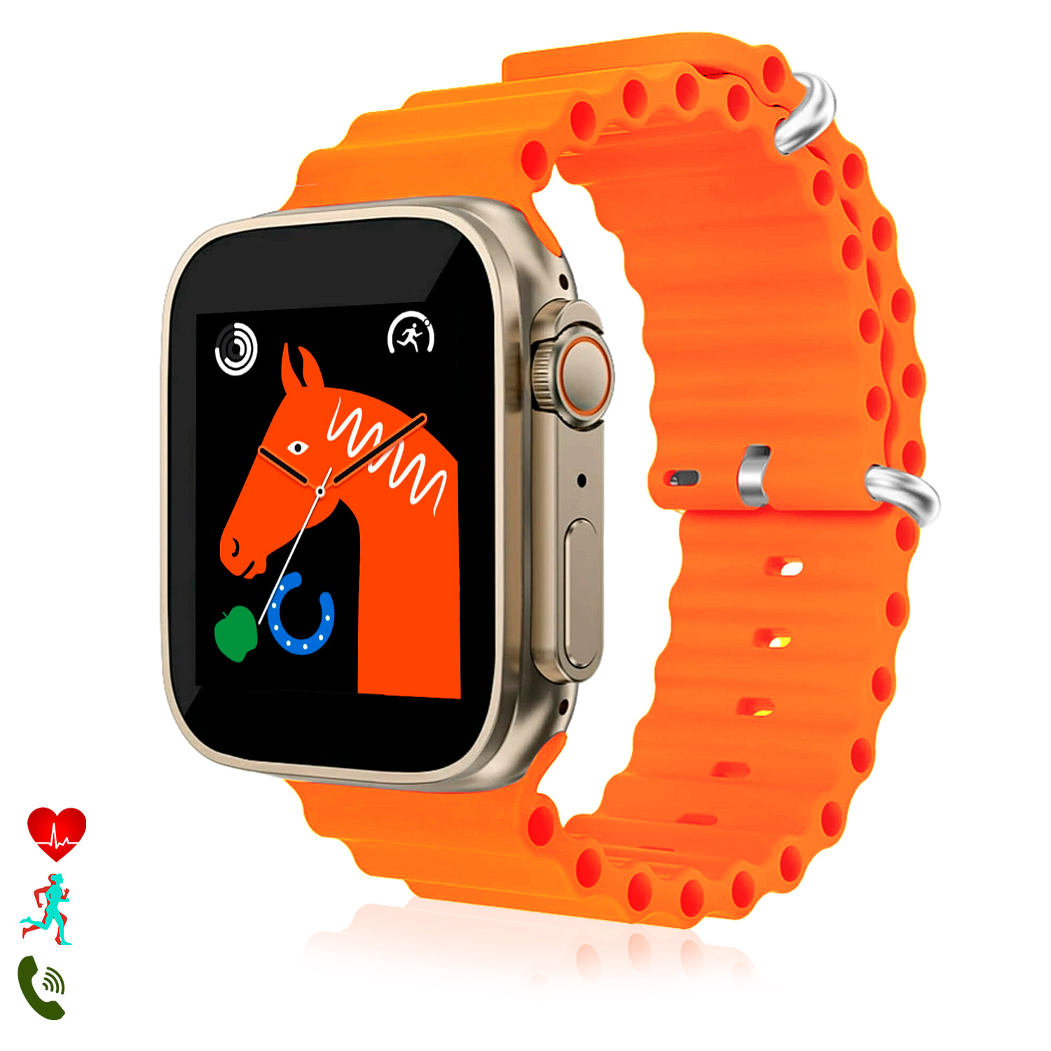 Smartwatch T500 Ultra, aviso de notificaciones, teclado de llamada bluetooth, modos de deporte y monitor cardiaco.