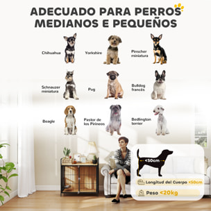 Jaula para Perros Mesa Auxiliar Moderna Casa para Mascotas con Soporte Giratorio con 2 Tazones 2 Puertas y Estante de Almacenamiento Superior para Perros Medianos 80x56x76,5 cm Roble