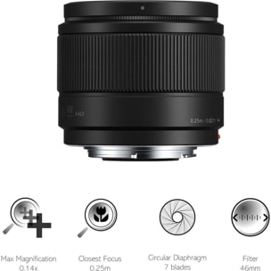 Objectif pour Hybride PANASONIC 25mm f/1.7 noir Lumix G