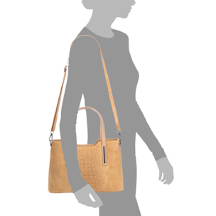 Fiesole bolso tote Mujer. Piel auténtica Gamuza Grabado Cocodrilo.