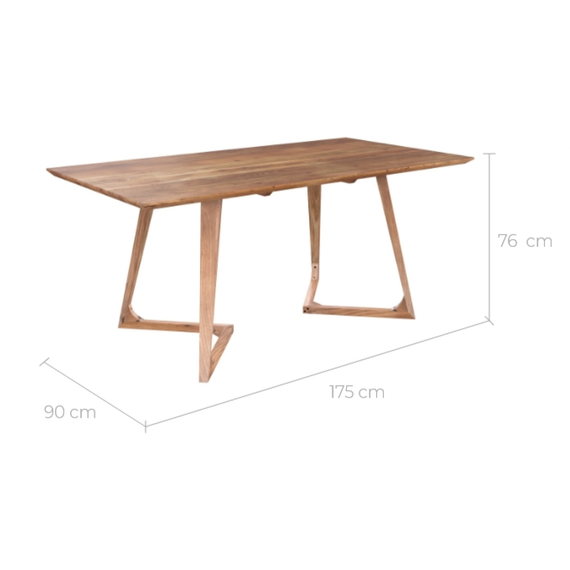 Table rectangulaire 6 personnes en bois d'acacia 175 cm - Pita