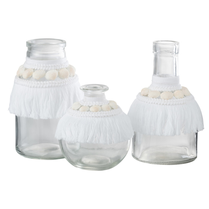 J-Line vase Coquillages - verre/textile - blanc - large - 14.5 cm de hauteur
