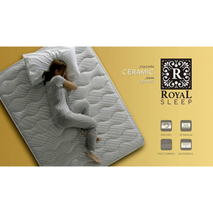 Colchón Viscoelástico Royal Sleep Ceramic, 23 cm, Hilo de Carbono y Biocerámico, Regenerador, Firmeza alta