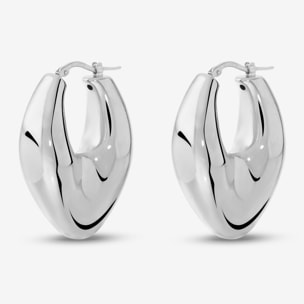 Orecchini a Cerchio Lucidi Design a Marquise placcati Rodio