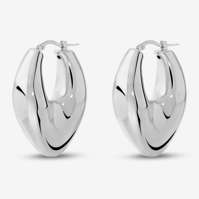 Orecchini a Cerchio Lucidi Design a Marquise placcati Rodio